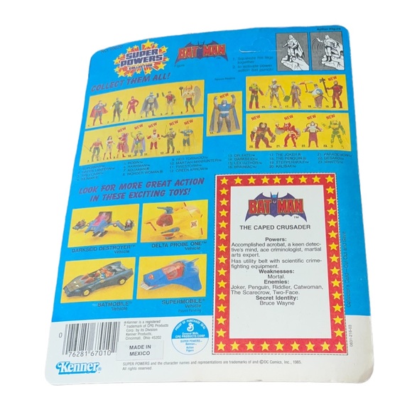 Kenner Super Powers Batman 1985 23 Back Fan Club DC Series Unpunched SEALED - Picture 3 of 3